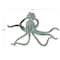 12" Blue Polystone Octopus Distressed Patina Sculpture with Gold Foil Accents